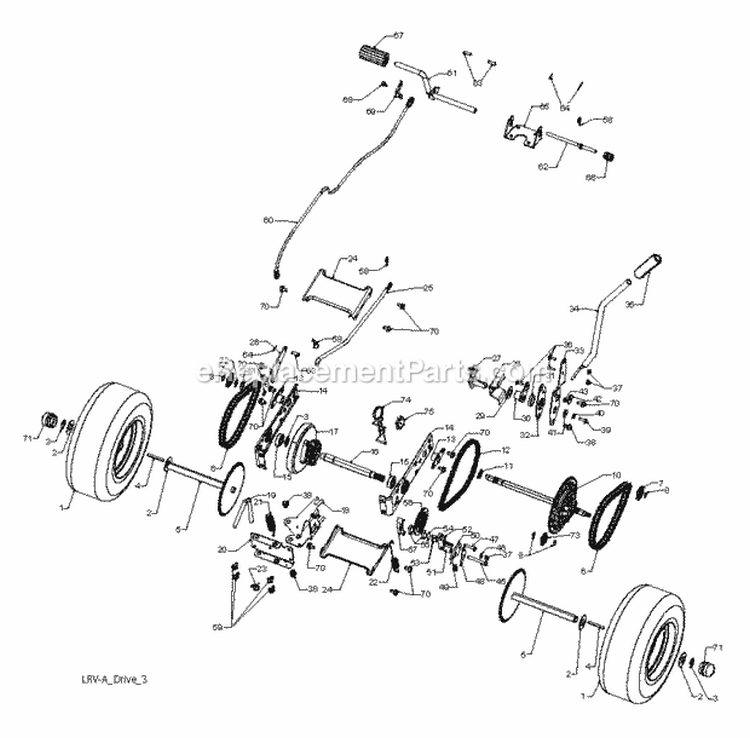 Drive Diagram and Parts List for 2011-08 - 96024000103 Weed Eater Lawn Tractor